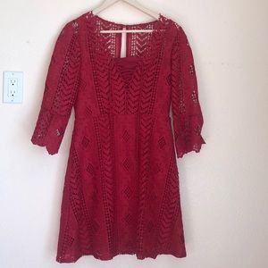 Gianni Bini Red Lace Up A Line Dress Size 6